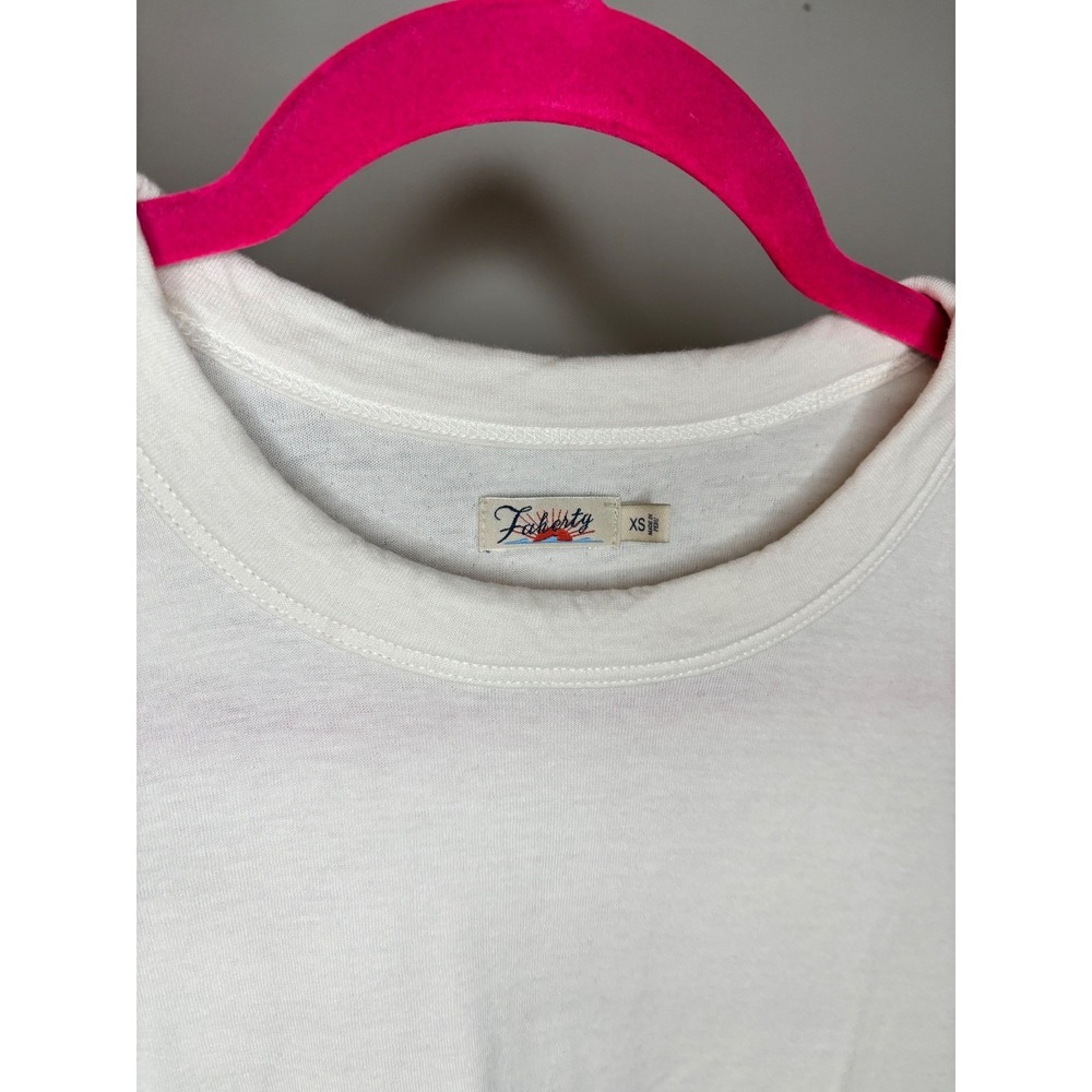 Faherty Pima Cotton Modal‎ Puff Sleeve Tee Cream Womens XS - Picture 2 of 6
